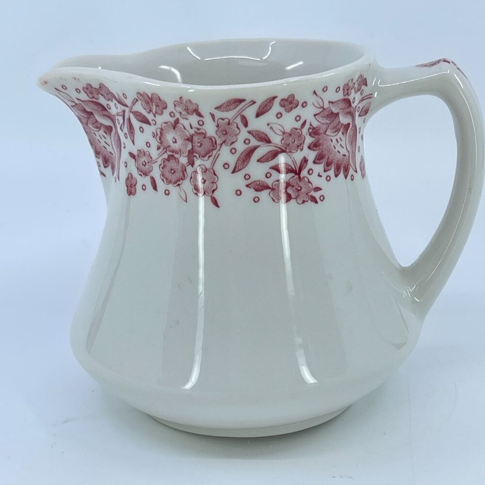 vintage syracuse china mayflower red floral pitcher 15 oz capacity